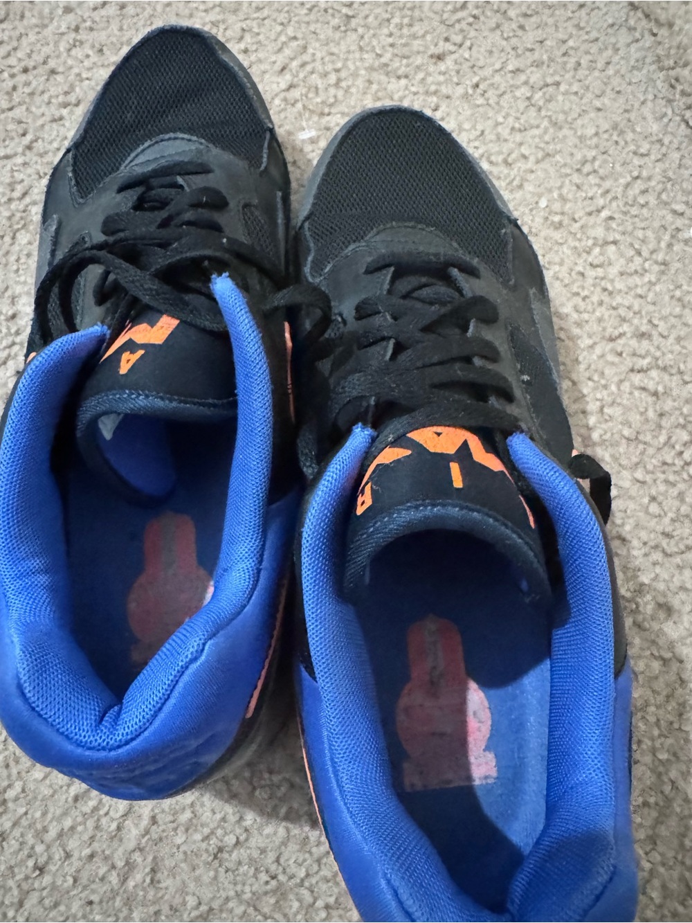 Men’s Nike Air Max Sneakers Size 12 Black Blue Orange – Fair Used Condition - Picture 7 of 10